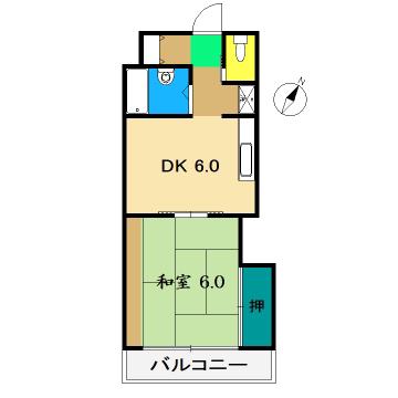 コーポ田中3号館(1DK/1階)の間取り写真