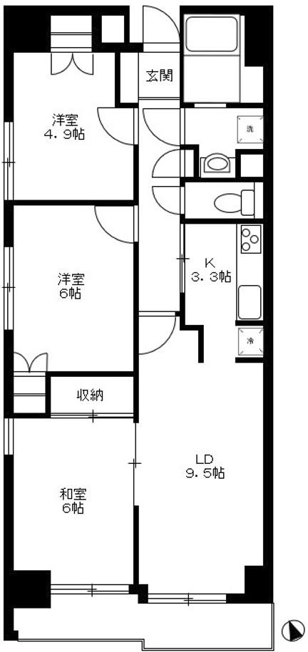 藤和シティコープ町屋II(3LDK/9階)の間取り写真