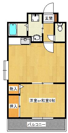 みなみマンション(1LDK/8階)の間取り写真