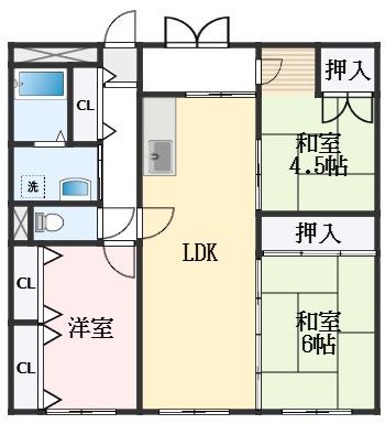 ソルレヴェンテ平岡(3LDK/4階)の間取り写真