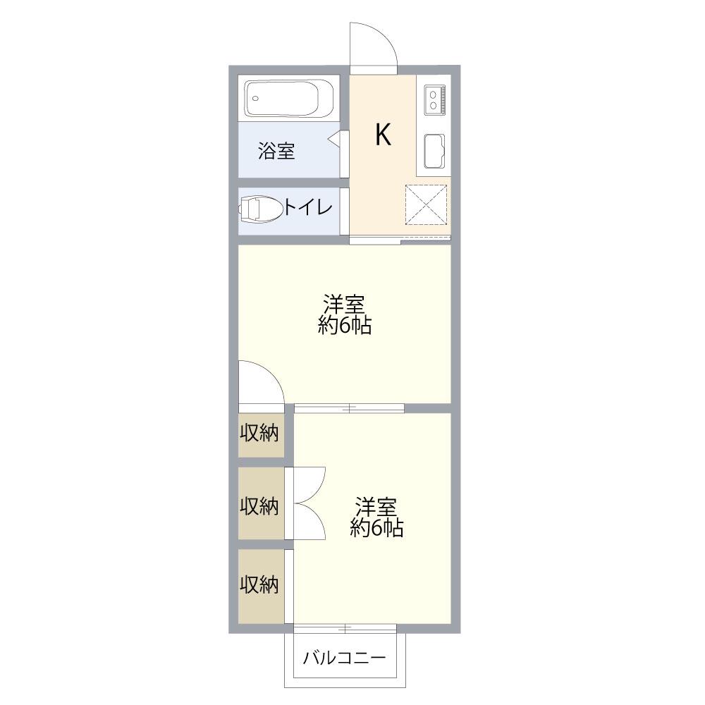 やよい荘(2K/1階)の間取り写真