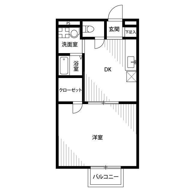 アムールM&K(1DK/2階)の間取り写真