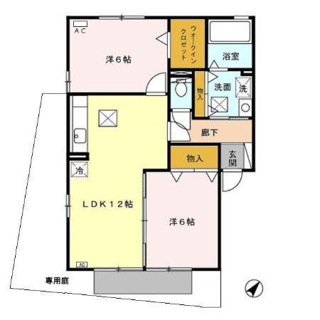セジュール プレリー(2LDK/1階)の間取り写真