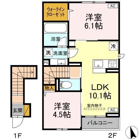 SERENVITA田宮(2LDK/2階)の間取り写真