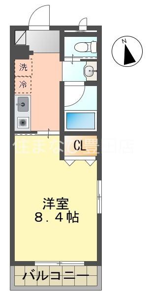 サンパティークK(1K/2階)の間取り写真