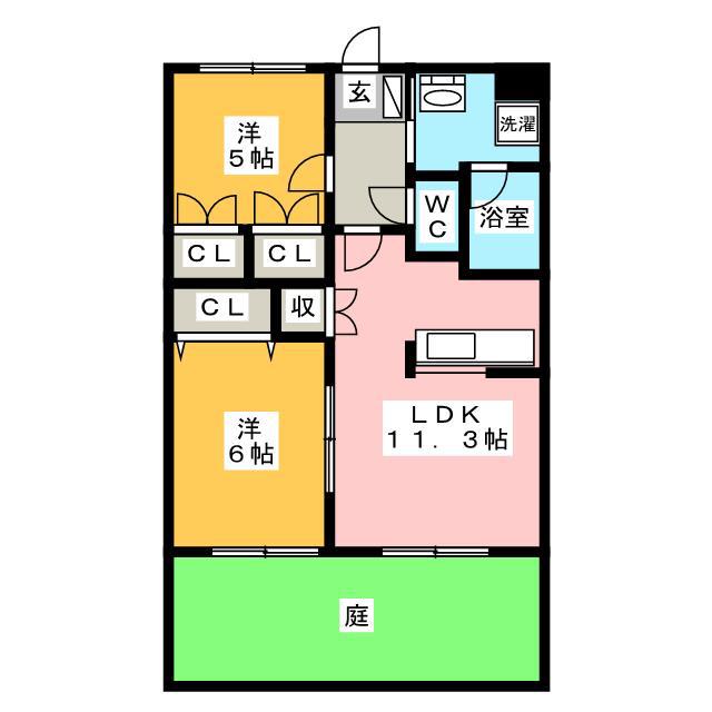 SUNNYCOURT城東(2LDK/1階)の間取り写真