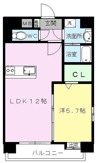 ラ・フレーズ(1LDK/7階)の間取り写真