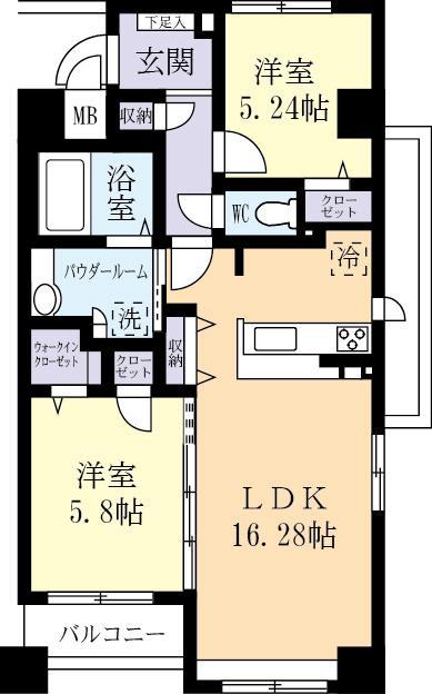百合ケ丘レジデンス(2LDK/2階)の間取り写真