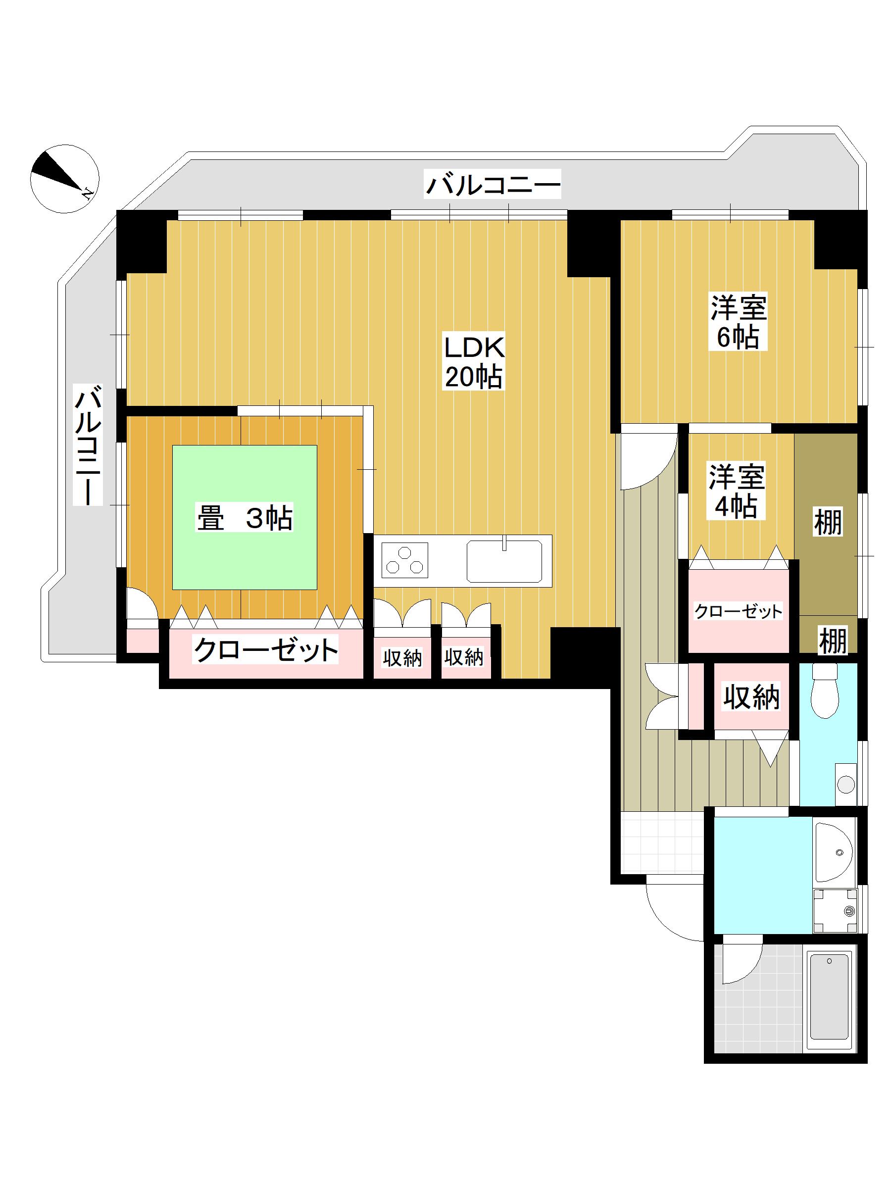 クレール御殿山(3LDK/4階)の間取り写真