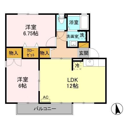 セジュールわかば A棟(2LDK/2階)の間取り写真