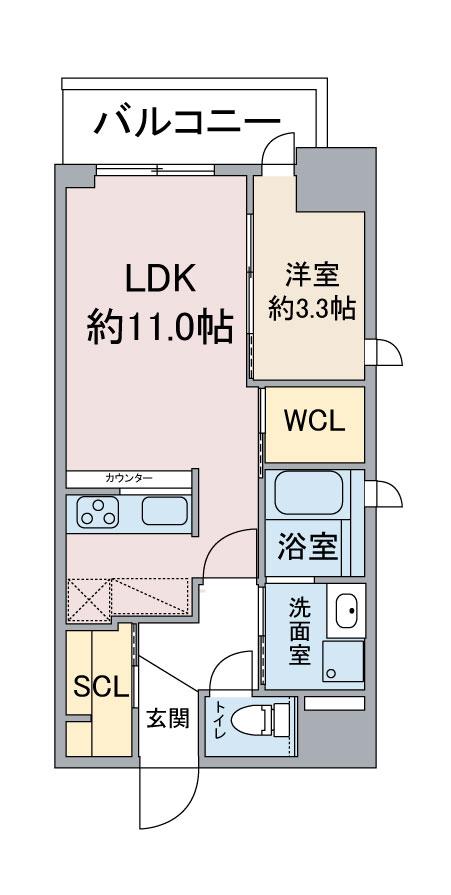 スリーアイランドタワー金山(1LDK/9階)の間取り写真