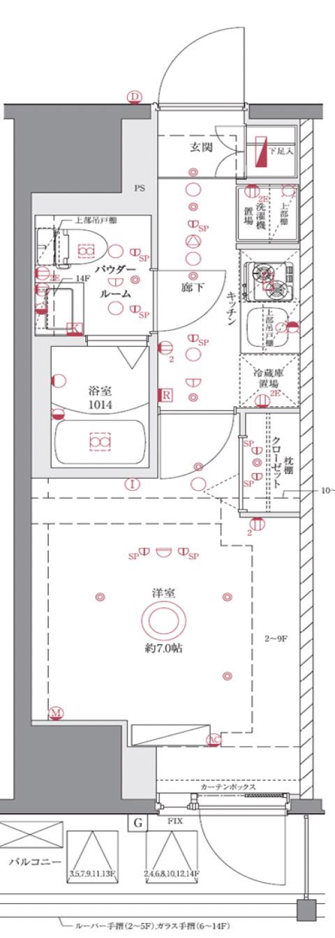 AZEST亀有サウス TOWER(1K/4階)の間取り写真