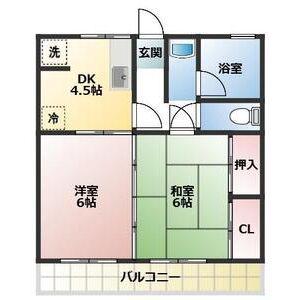 コーポ北門(2DK/2階)の間取り写真
