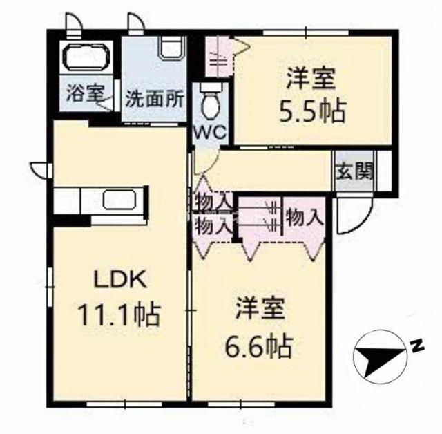 シャーメゾン丸尾A(2LDK/2階)の間取り写真