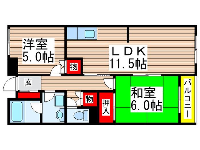中野木フォレスト30(2LDK/2階)の間取り写真