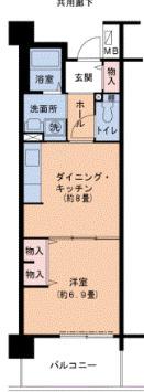 フレール六甲桜ヶ丘(1DK/6階)の間取り写真