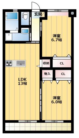 ル・シエルコート(2LDK/3階)の間取り写真