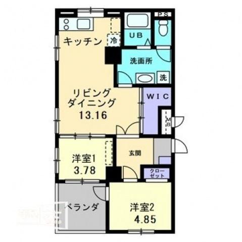 モンテ・ルーチェ喜与町(2LDK/3階)の間取り写真