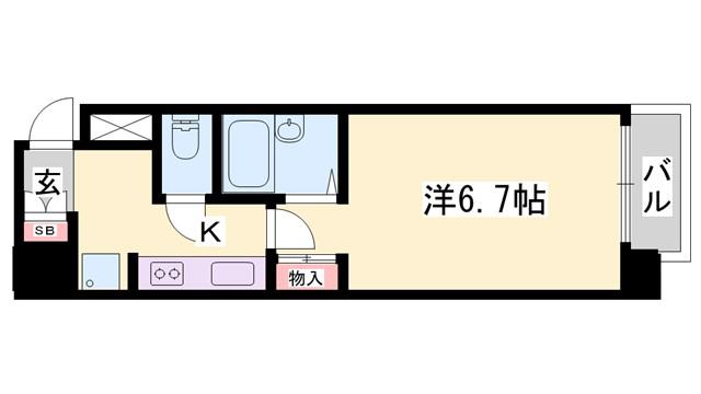 ジュネス姫路II(1K/2階)の間取り写真