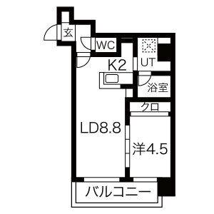 MARUKOH MS NO.2(1LDK/2階)の間取り写真