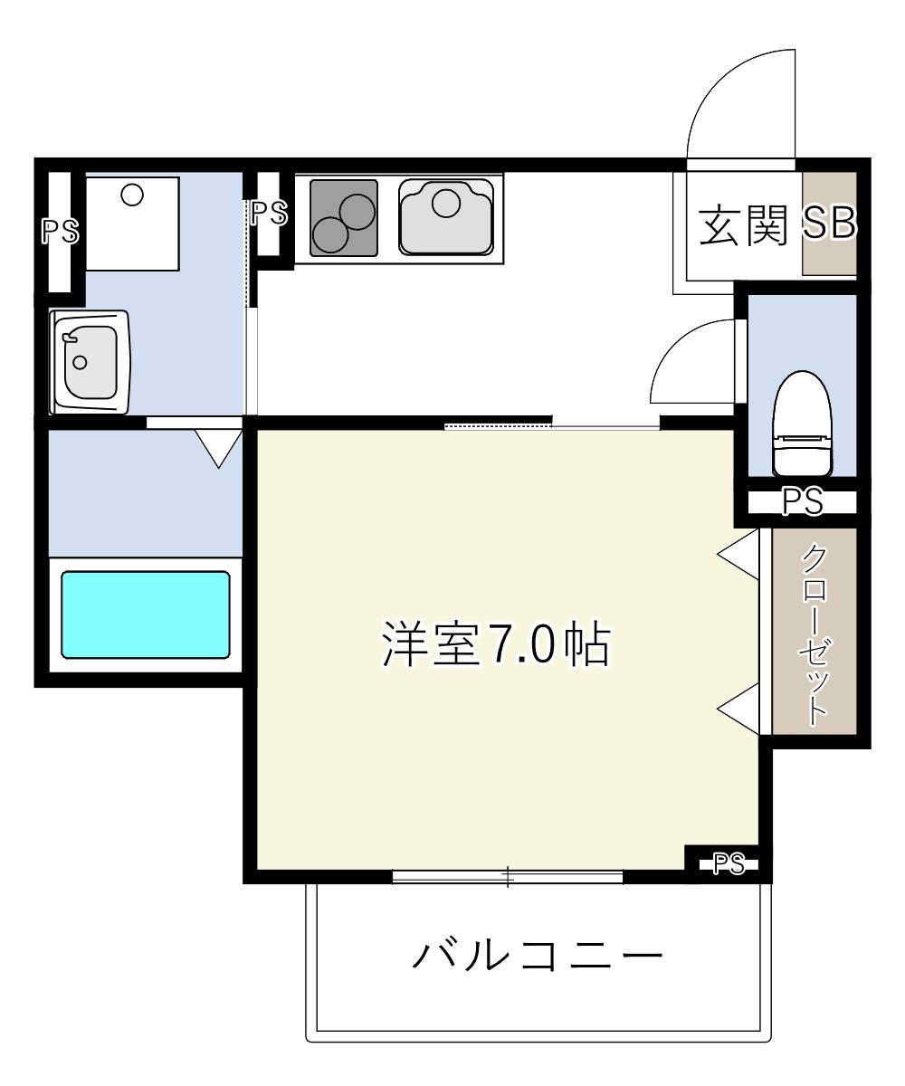 INOVE友井I(1K/3階)の間取り写真