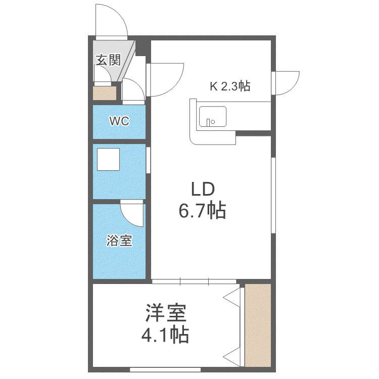 サンステージS5W12 B棟(1LDK/3階)の間取り写真