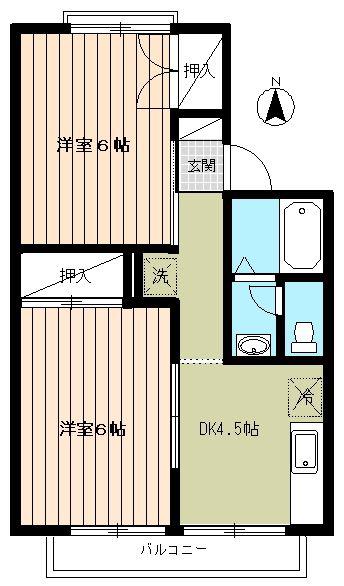 セジュール・山口(2K/1階)の間取り写真