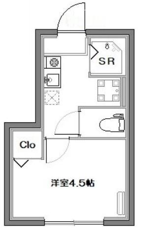 PLAISIR上落合(1K/1階)の間取り写真