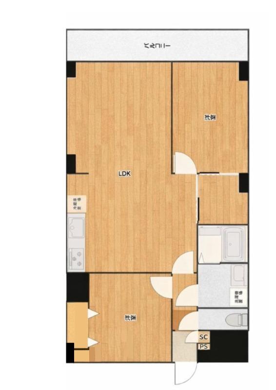 八王子元横山町マンション(2LDK/6階)の間取り写真