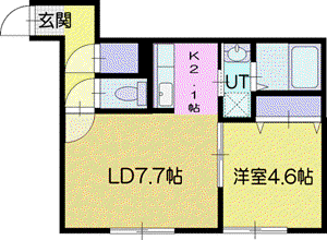 JR千歳線 長都駅 徒歩22分 2階建 築11年(1LDK/1階)の間取り写真
