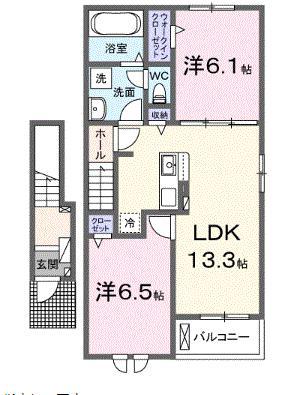アーバンコート 西青山 北棟(2LDK/2階)の間取り写真