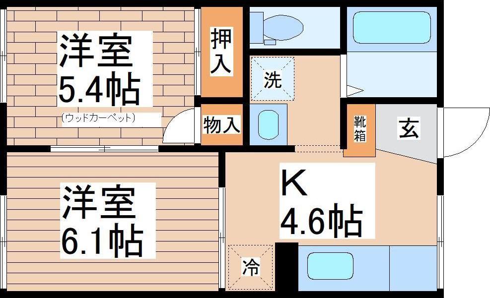 晴れ風のラフィーネ(2K/1階)の間取り写真