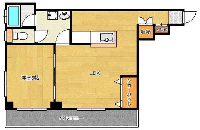 合川ハイツ(1LDK/4階)の間取り写真