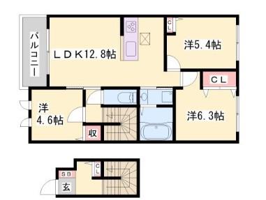 シャーメゾンガーデンズ惣盛(3LDK/2階)の間取り写真