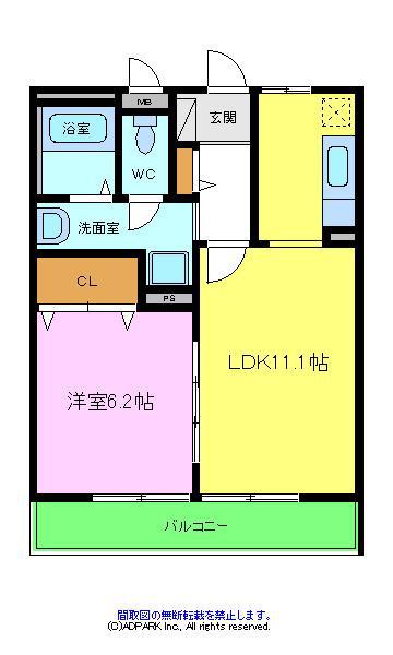 アミティエⅡ(1LDK/1階)の間取り写真