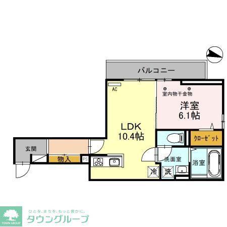 ユイット・マレ(1LDK/3階)の間取り写真
