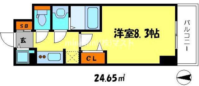 スワンズシティ大手前ソレイユ(1K/12階)の間取り写真