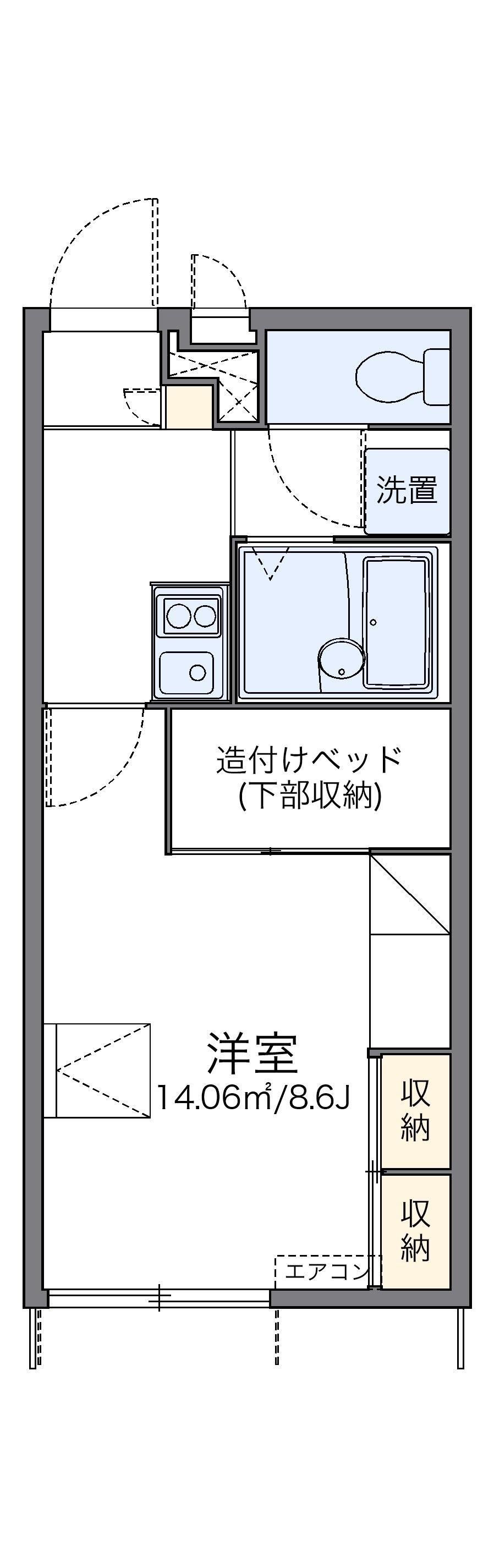 レオパレスメロンヴィーブル(1K/1階)の間取り写真
