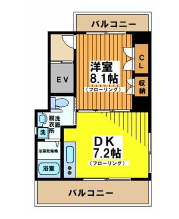 アクトSOHO京王笹塚(1DK/8階)の間取り写真