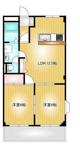 プレッソアール2(2LDK/2階)の間取り写真