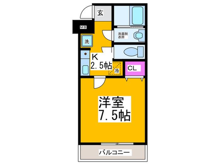 フォンテーヌ山之内(1K/4階)の間取り写真