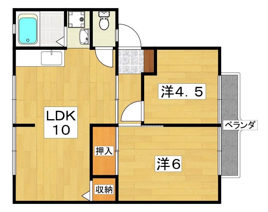 ウインディア交北(2LDK/1階)の間取り写真