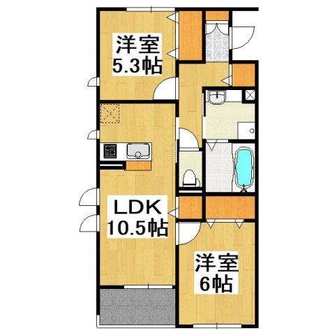 GRACE SQUARE(2LDK/3階)の間取り写真