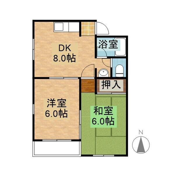 ムーニーコーノス(2DK/2階)の間取り写真