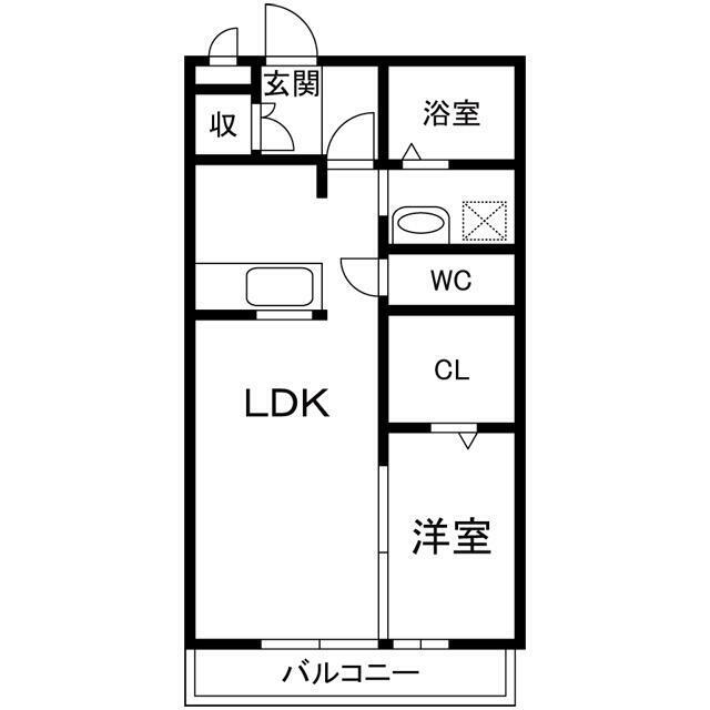 セジュール町田(ワンルーム/2階)の間取り写真
