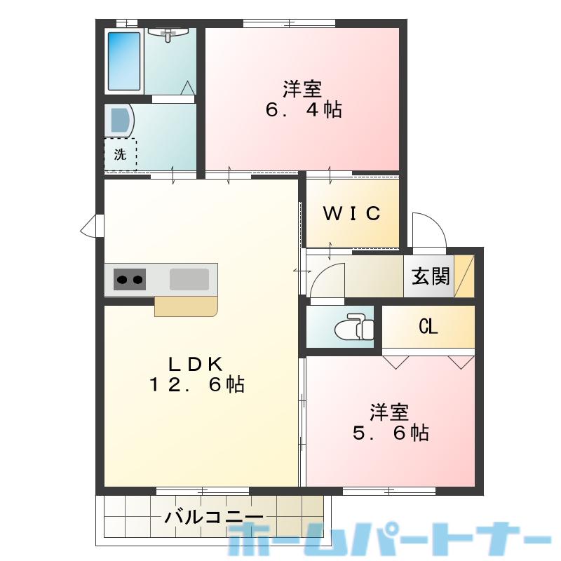 シャーメゾン和幸(2LDK/2階)の間取り写真