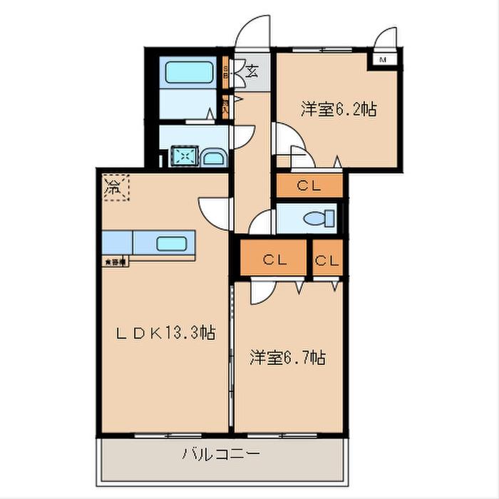 ステラルーチェII(2LDK/3階)の間取り写真