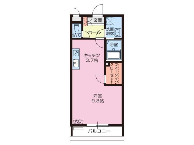 千寿MK(1K/4階)の間取り写真