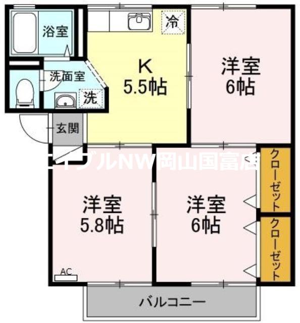 シートピア(3K/2階)の間取り写真