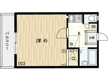 ディアコート(1K/2階)の間取り写真